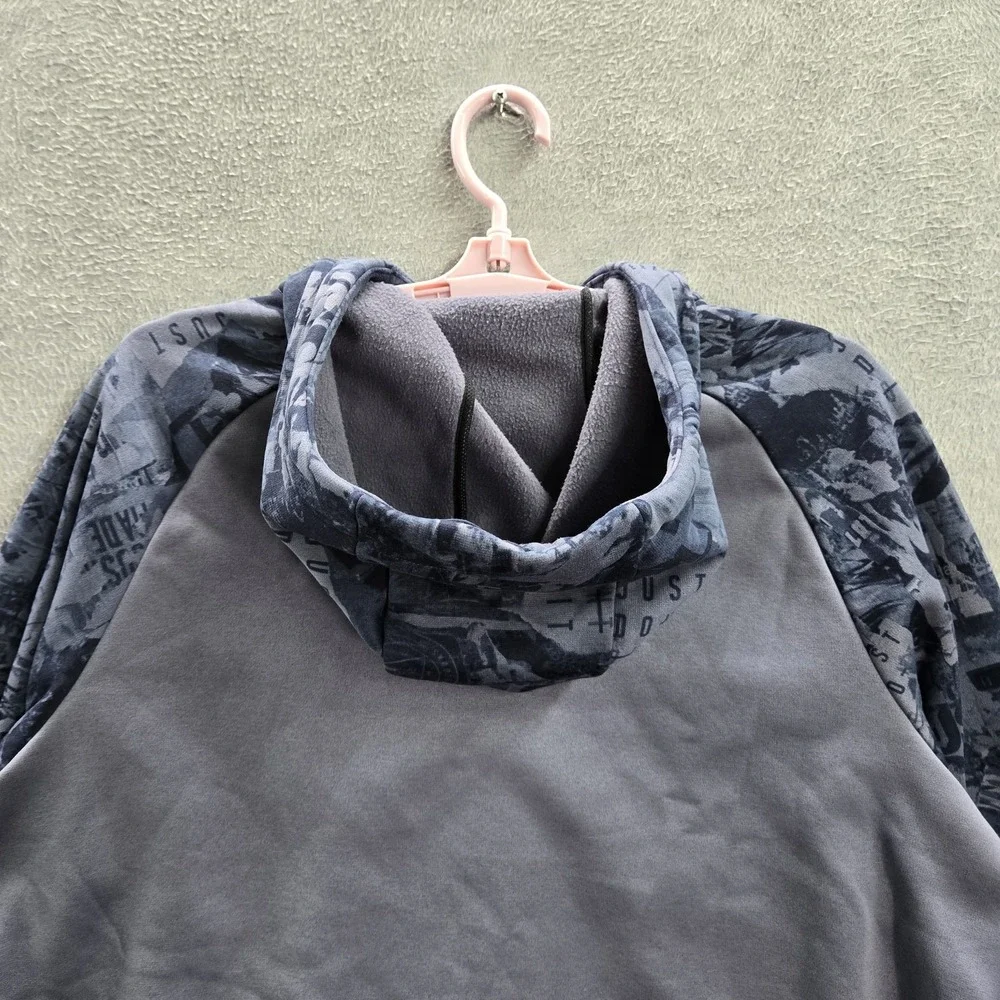Nike Men Hoodie L Gray Big Center Swoosh Camo Raglan Long Sleeve‎ Pullover